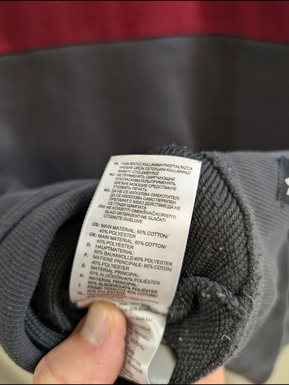 adidas Skateboarding Charcoal Hoodie with Blue and Burgundy Panels - Picture 11 of 11